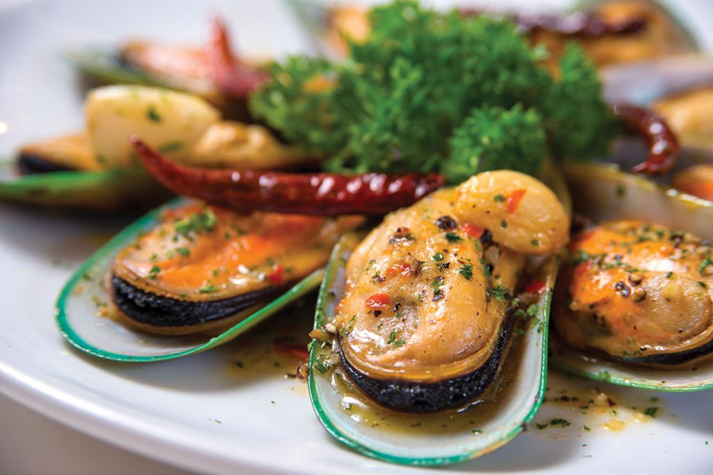 les fruits de mer du service restauration