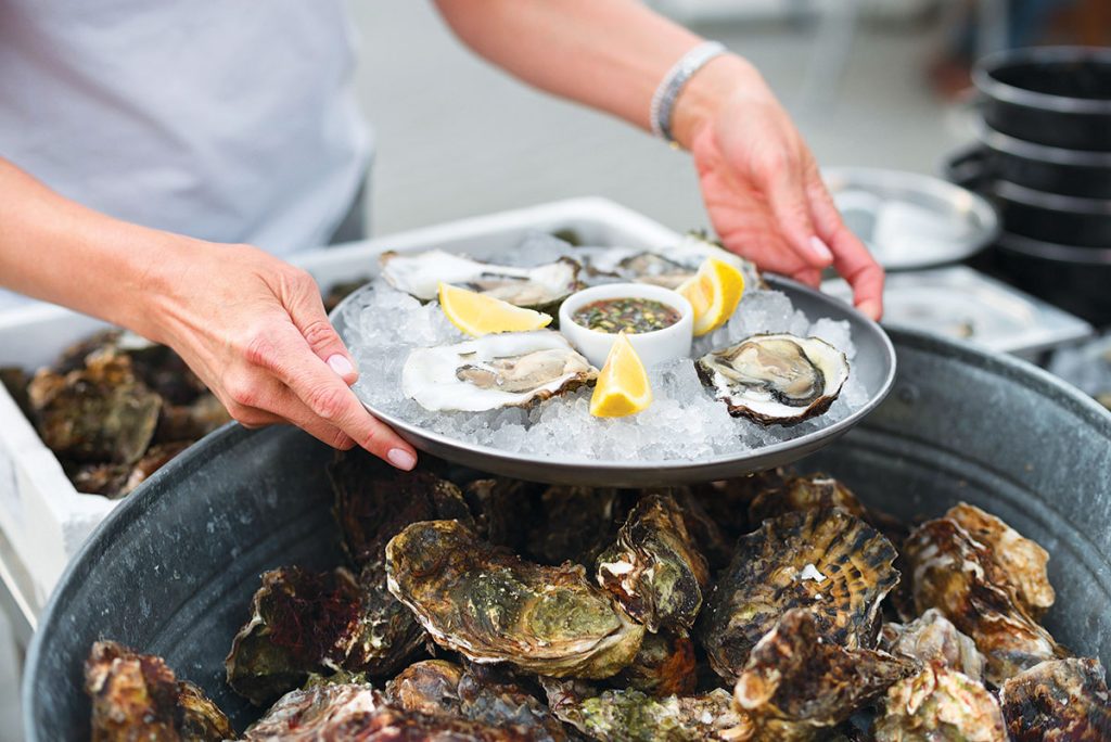 les huitres du service restauration